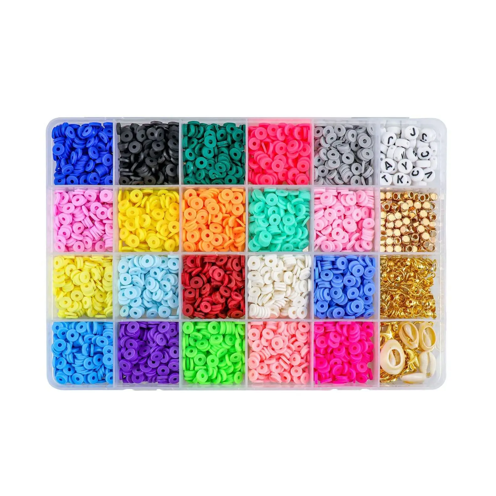 4000 Pcs Clay Beads 6Mm 20 Colors Flat Round Polymer Clay Spacer Beads for DIY Jewelry Making Bracelets Necklace