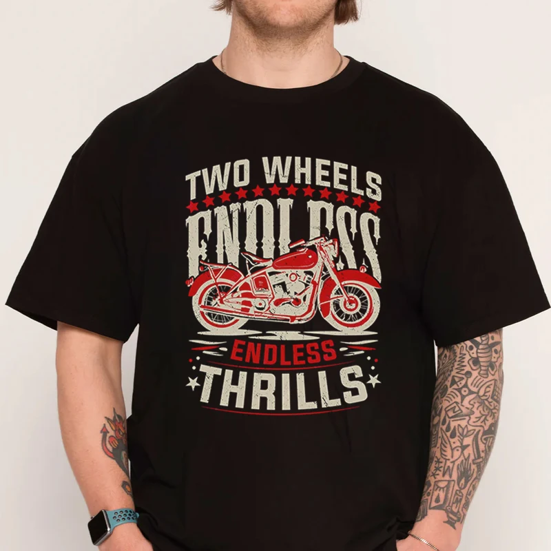

Векторная футболка с двумя колесами Endless Thrills', мужская рубашка из 100% хлопка, повседневная одежда с короткими рукавами, футболки с круглым вырезом