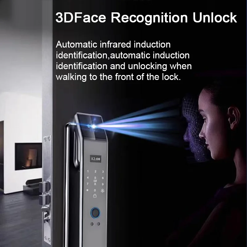 Simple Version D14P 3D Face Recogntion Smart Door Lock Wishome APP Control Fingerprint Passwod Electronic Door Lock With Camera