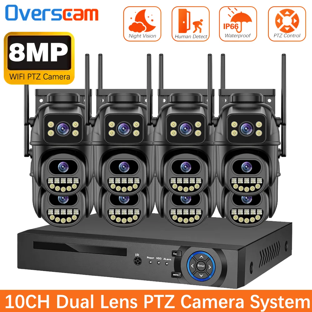 

Система видеонаблюдения 4K 8MP XMEYE POE с двумя объективами, PTZ, автоматическим отслеживанием, 10-канальный комплект видеонаблюдения POE NVR