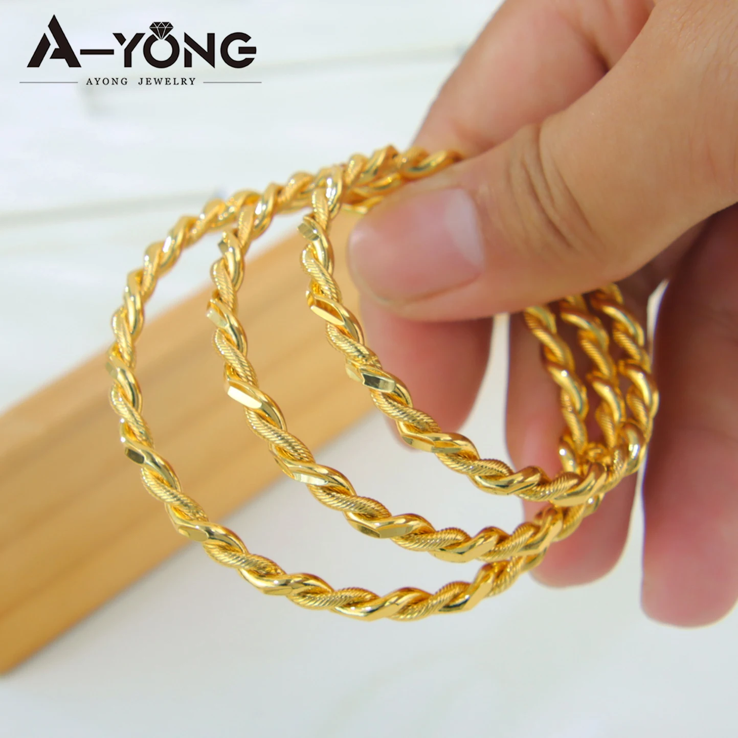 Dubai Mode Kinder Armreifen 21k Gold Überzogene Türkische Einfache Baby Twist Armband Arabisch Muslimischen Kinder Täglichen Party schmuck – Detail 4