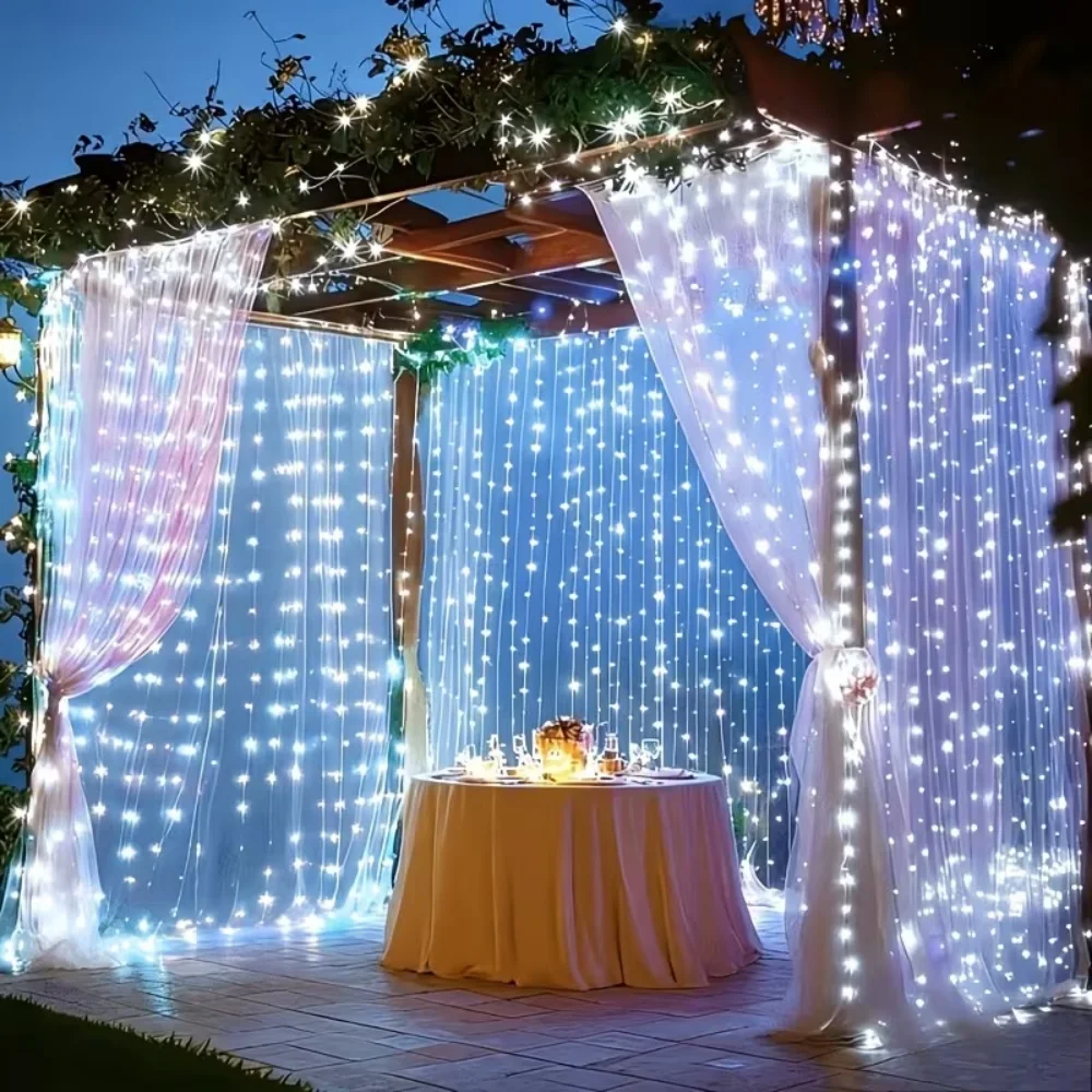 USB Powered LED Curtain String Lights 8 Lighting Modes Party Lights with Remote Control Indoor Fairy Garden Christmas Decoration