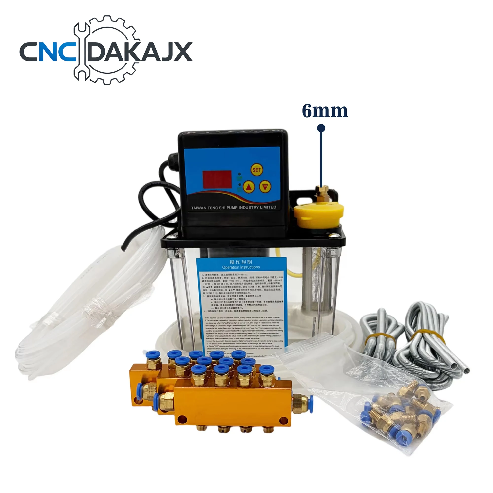 1L CNC Lubrication Pump System Kit 4mm 6mm AC220V AC110V Automatic Lubrication Pump for CNC Lathe Machine Tool