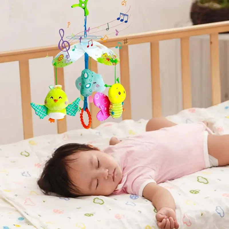 

Car Seat Toys For Babies Cartoon Bird And Bee Rattle With Teether Wind Chimes Stroller Activity Toy Plush Animal Clip On Toy