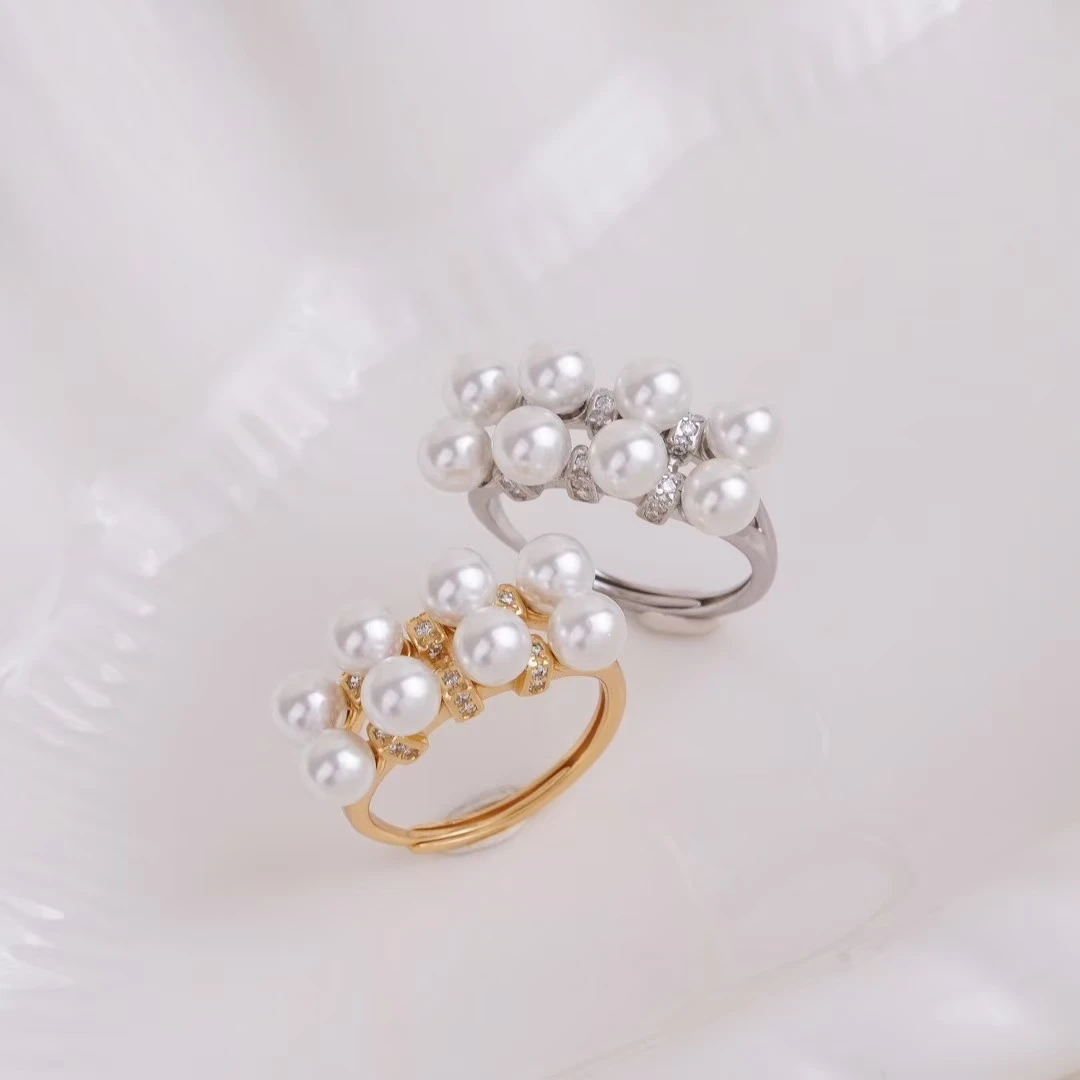 

Регулируемые крепления для колец на палец из стерлингового серебра 925 пробы, аксессуары для ювелирных изделий, компоненты для жемчуга диаметром 4-5 мм