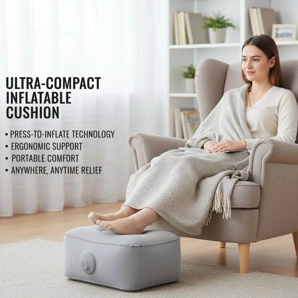 1/2pcs Inflatable Travel Foot Rest Pillow Adjustable Height Airplane Footrest Under Seat Leg Rest for Office Car Train Home image 2