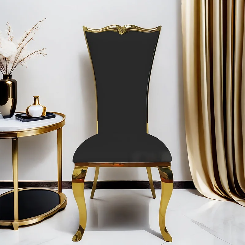 Stainless steel high-end microfiber leather household dining chair high-end banquet hall luxury restaurant restaurant dining