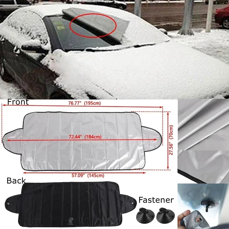 195x70CM Sunshade Cover Car Windshield Snow Sun Shade Waterproof Protector Automobile Magnetic Cover Car Front Windscreen Cover 