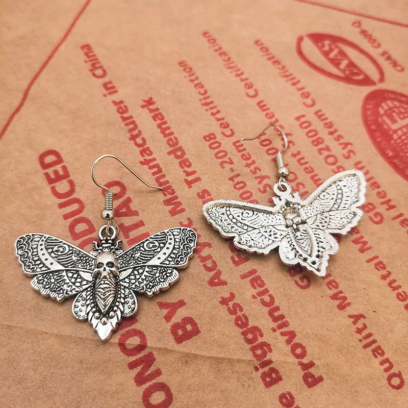 خمر أزياء الموت العثة استرخى إسقاط أقراط للنساء العصرية هالوين مجوهرات هدايا عيد الميلاد