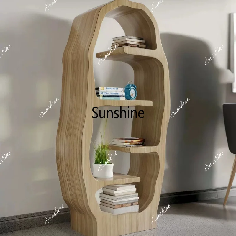 Italian minimalist paint bookcase solid wood wall bookshelf living room shelf