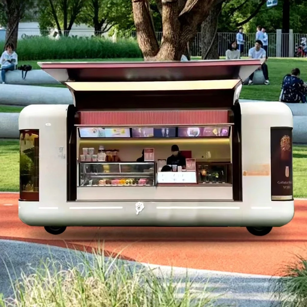 Customized Mobile Food Truck Hot Dog Pizza Coffee Ice Cream Mobile Camping Street Food Cart Trailer With Full Kitchen