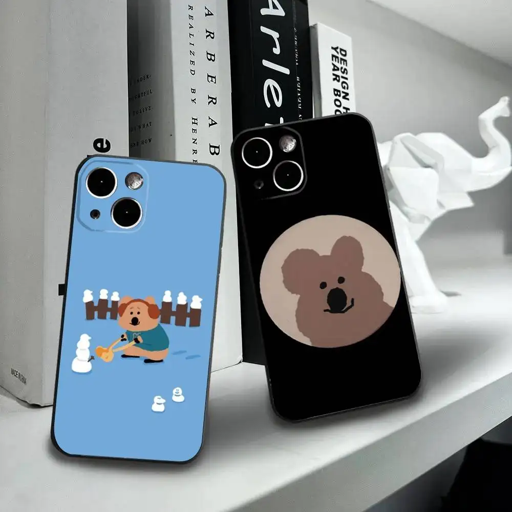 

Fashion Korean Koala Dinotaeng Phone Case For iPhone16,15,14,13,12 Mini 11 Pro XR,X,XS,MAX 7,8 Plus Silicone Cover Soft Black
