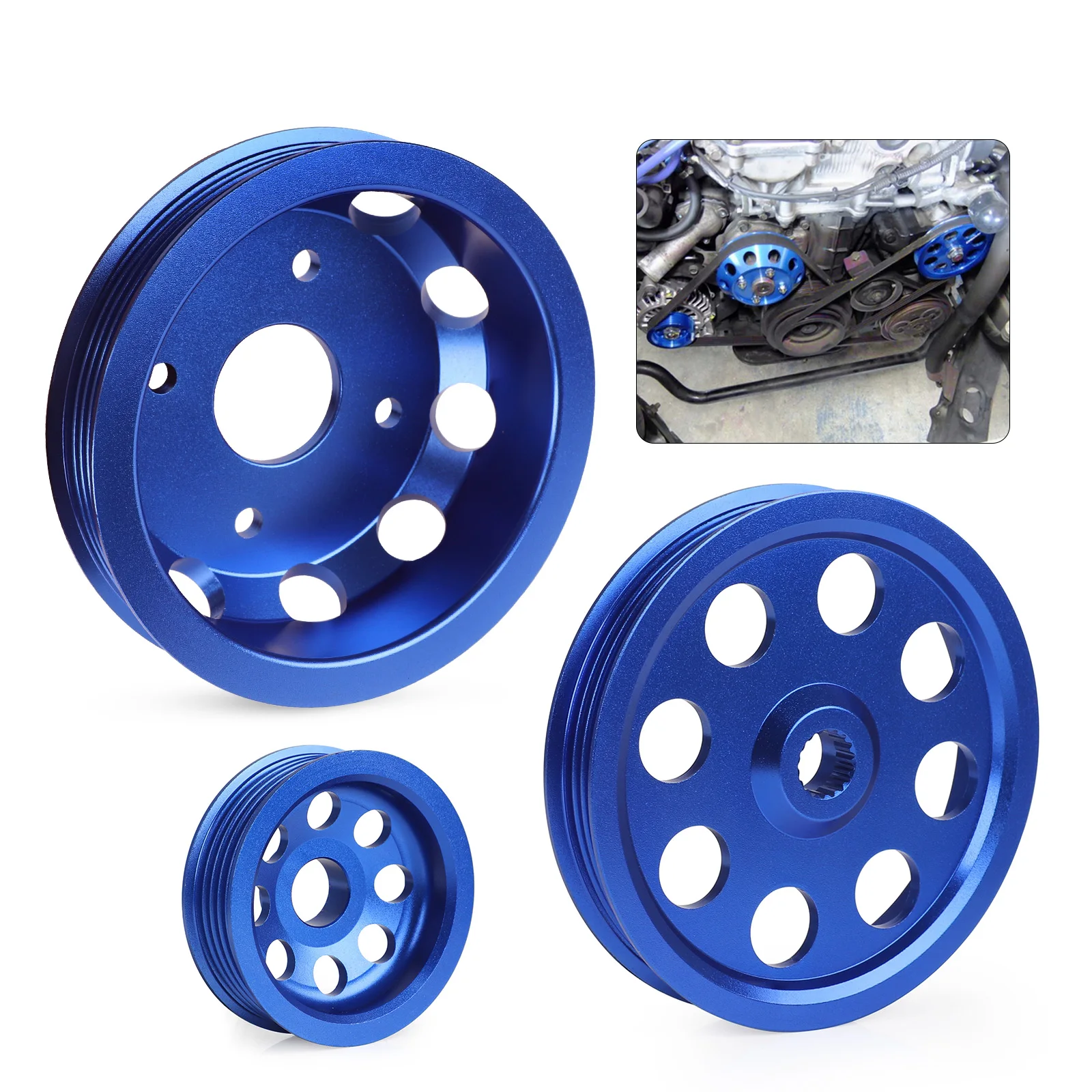 Racing Car Light Weight Aluminum Crank Crankshaft Pulley For 1992-1995 Honda Civic SOHC D16 Blue 