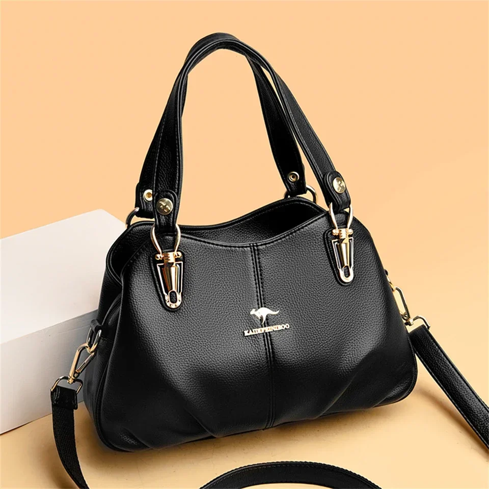 

Genuine Soft PU Leather Handbag for Women Commuting Shoulder Tote Bag Luxury Designer Ladies Large Capacity Purse Bag Sac A Main