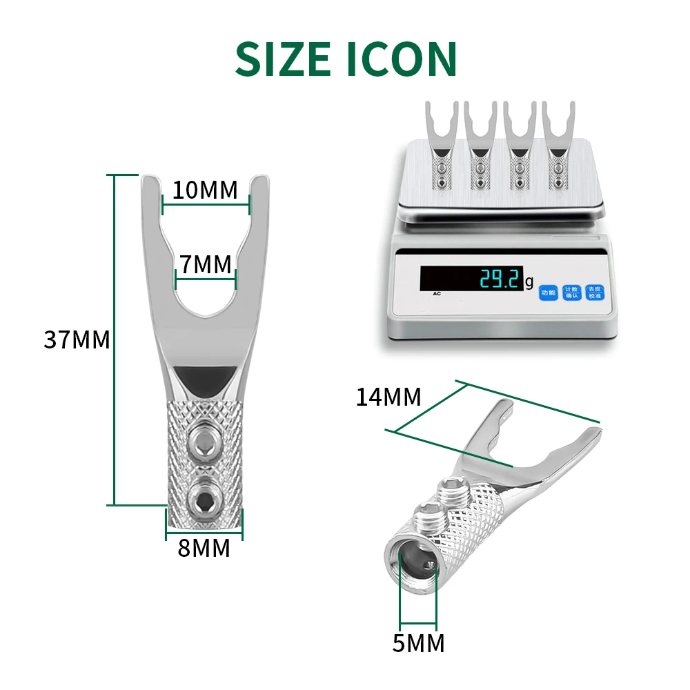 Audio Gold Plated Silver Plated Y Spade Speaker Plugs Audio Screw Fork Connector Adapter