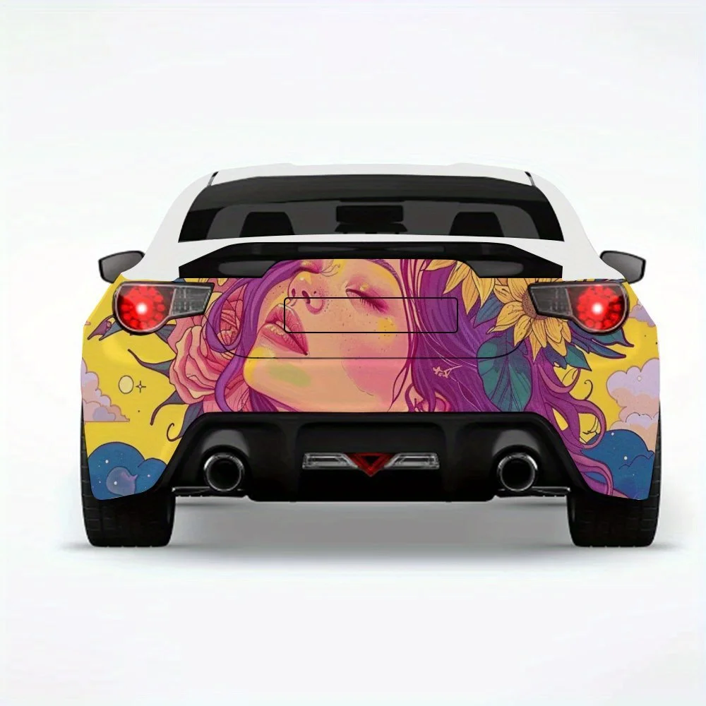 

Flower Girl Dreamy Night Car StickerVinyl Decal for Car Rear, Waterproof Self-Adhesive Vinyl Stickers for Vehicle Tail & Bumper,