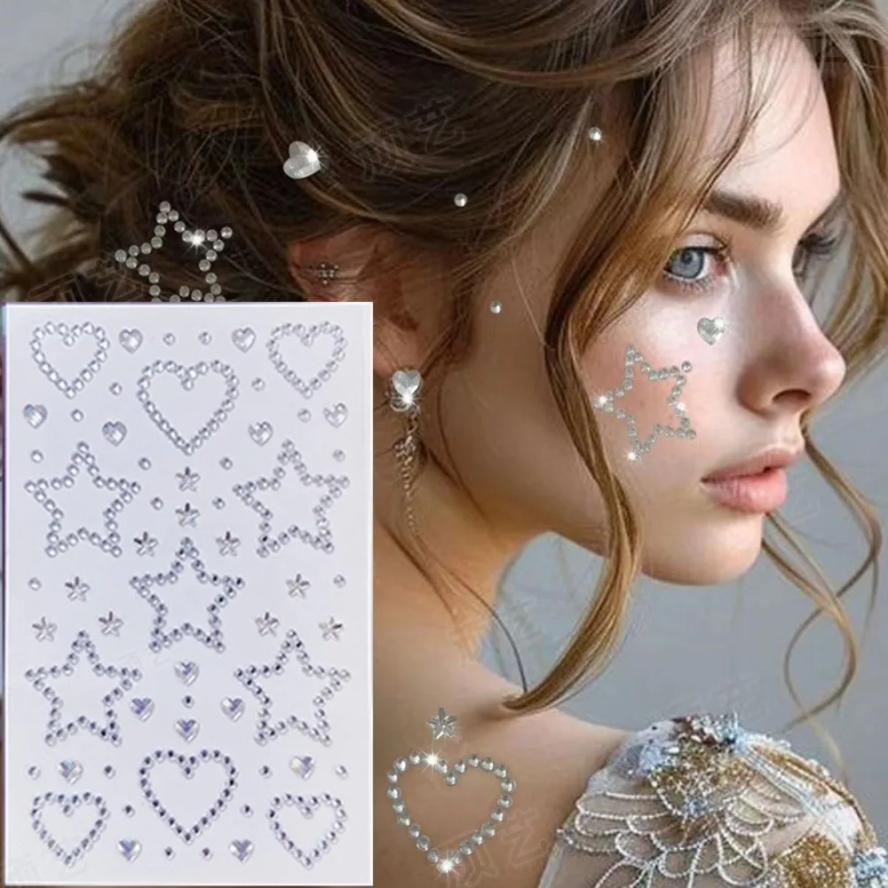 

Rhinestone 3D Crystal Face Sticker Sparkling Bowknot Face Temporary Tattoos Waterproof Makeup Sticker Face Tattoo Sticker