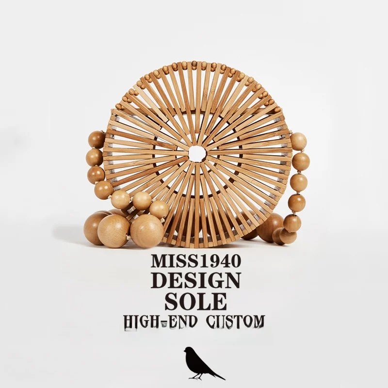 

Summer Straw Woven Bag Bamboo Basket Crossbody Handbag Beach Vacation Ladies Handbag Magnetic Clasp Closure Festive Style