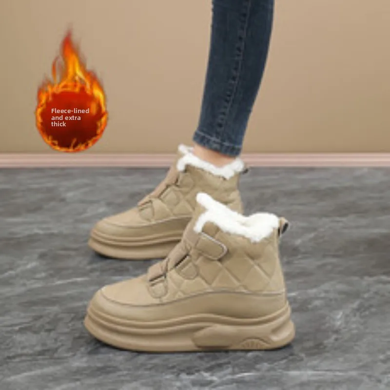 

Extra Large Size Womens Winter Snow Boots Warm Faux Fur Lined Waterproof Slip Resistant Casual Cotton Shoes