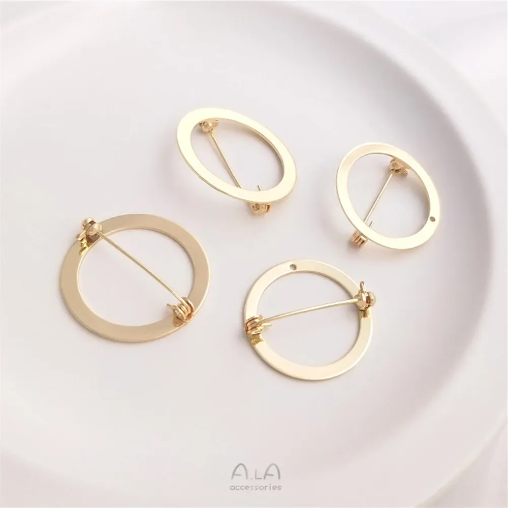 

14K gold Hollowed out round ring safety brooch Handmade diy garland pin corsage ornament Basic accessories