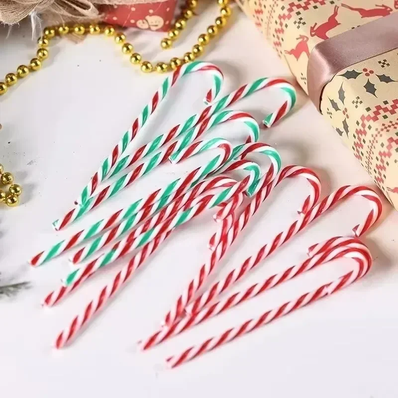 Adornos de Bastones de Caramelo Artificiales, Bastones de Caramelo de Plástico a Rayas Rojas y Verdes, Decoración Colgante para Árbol de Navidad, para Fiestas Navideñas y Decoración del Hogar