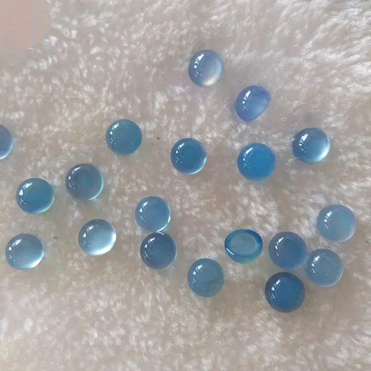 PANGEM- 20pcs/pack Natural Blue Agate Carnelian 4mm 6mm 8mm 10mm 12mm Round Semi-Precious Gemstone Jewlery Cabochon Ring Face