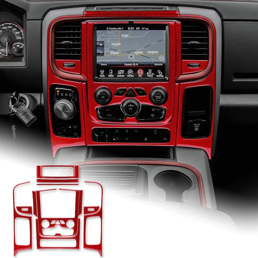 for Dodge Ram 1500 2500 3500 2016 2017 2018 Center Console Navigation Screen Panel Cover Carbon Fiber Interior Trim Accessories