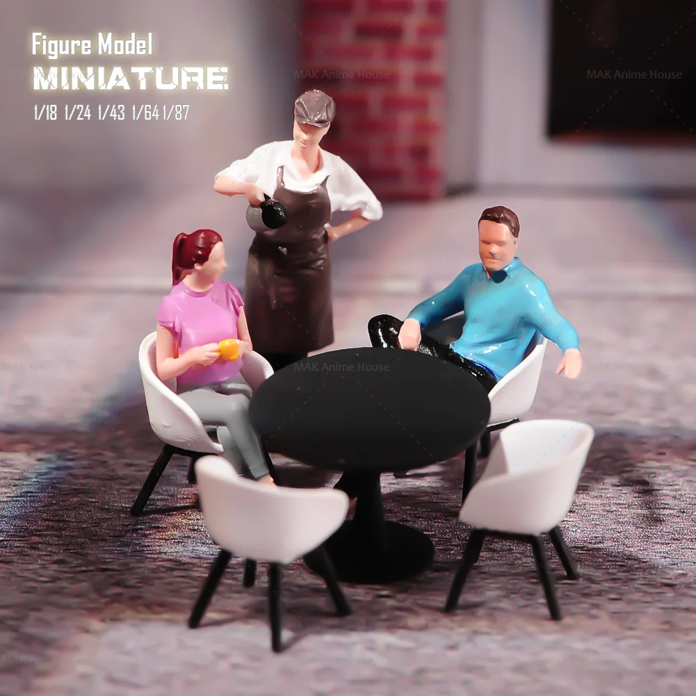 Miniatures Figures 1/87 1/64 1/43 1/24 1/18 Fashionable Tables Chairs Set Model Creative Coffee Shop Restaurant Scene Dolls Toys