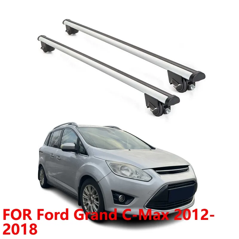 Roof Rack Cross Bars Lockable for Ford Grand C-Max 2012-2018, Gray, 2 Pcs