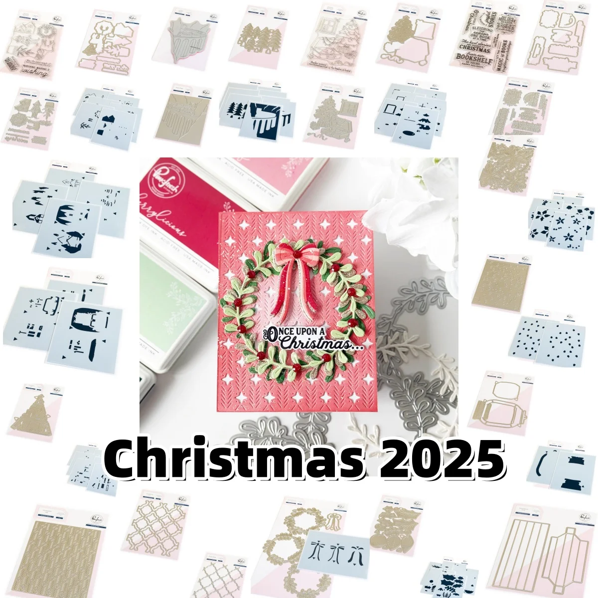 New 2025 Christmas Lights Poinsettia Tree Metal Cutting Dies Stamps Stencil Hot Foil for DIY Making Gift Card Scrapbook Craft