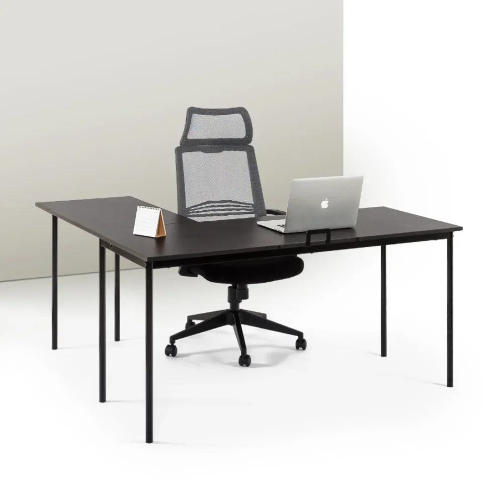 

Zinus Dominic 59 Black Frame Metal Corner Desk with Storage Drawer, Espresso Top desks