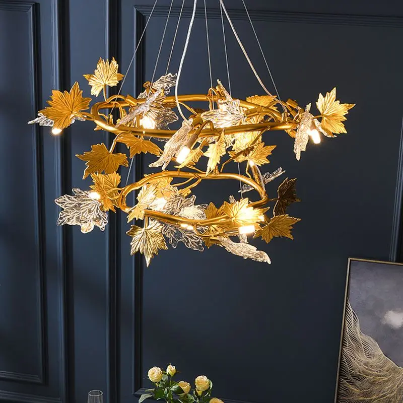 Modern Living Room Maple Leaf Crystal Chandelier Atmosphere High-end Designer Living Room Dining Room Bedroom Light