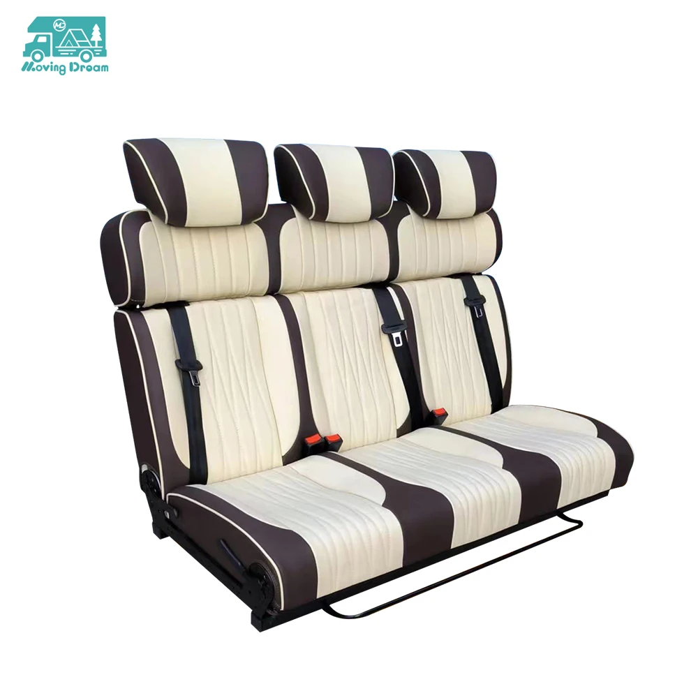 

JDA Leather Adjustable Modified Folding Changeover Bed Car Triple Seats for Caravan Campervan Van MPV RV Motorhome