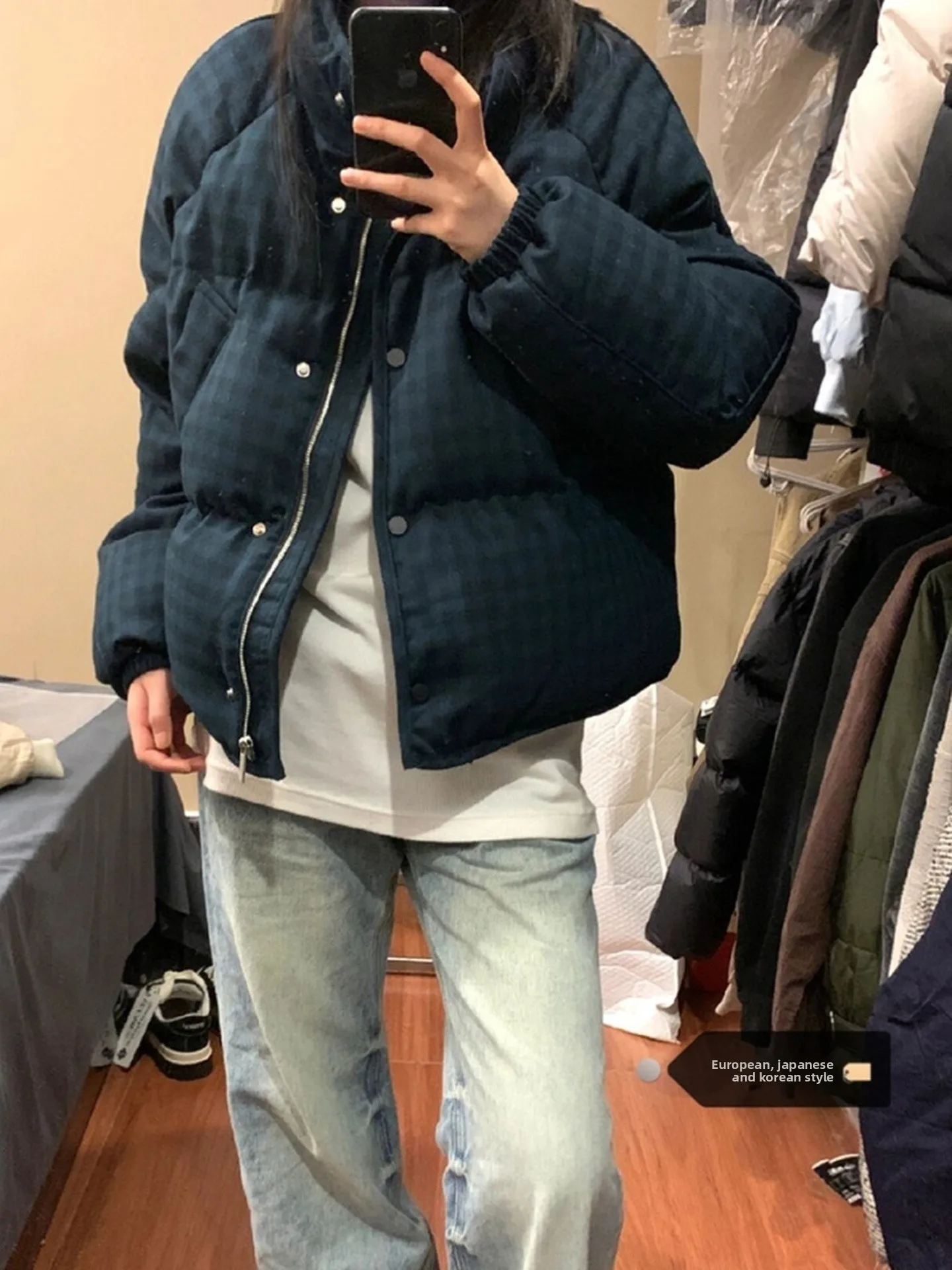 

Loose Fit Spring Cotton Jaet Women's ort Sle Bread Sle Thin Outerwear Retro een Plaid New Arrival 2026