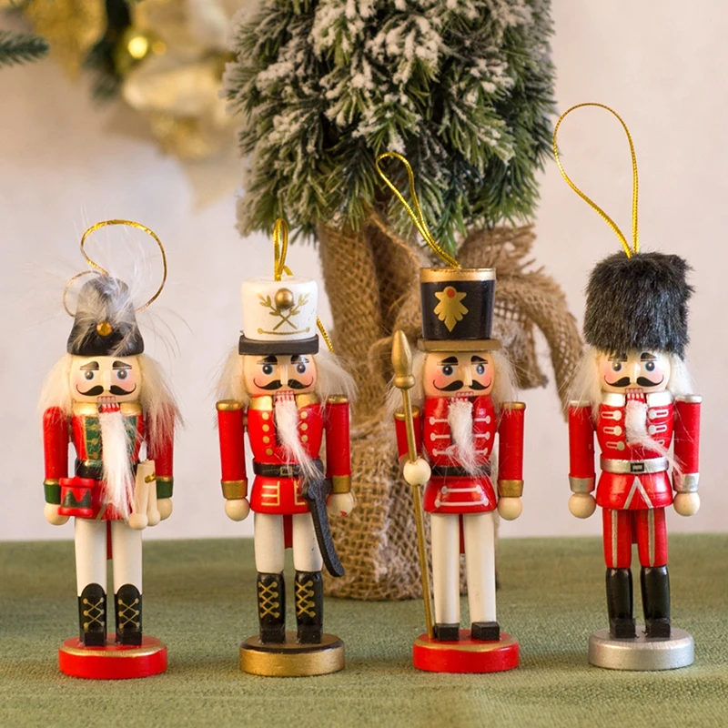 

1Pc 13CM Nutcracker Puppet Soldier Ornaments Christmas Pendant Decoration Cartoons Soldiers Doll Desktop Ornament Home Decor