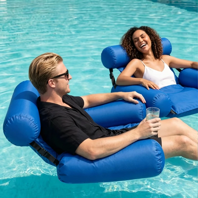 

1pc Hot Sale Inflatable Water Hammock Foldable Pool Lounger Float Mesh Air Mattress Recliner for Adult Summer Beach Swimming