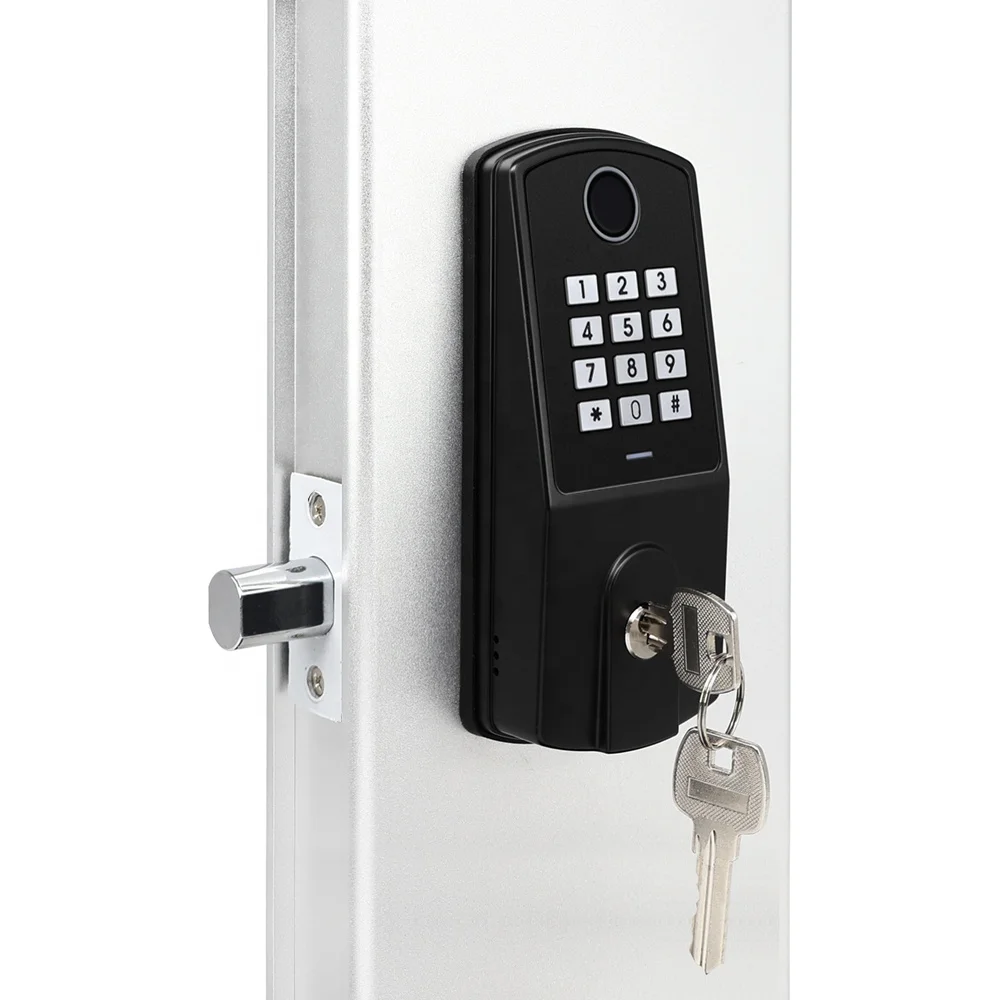 

Tuya APP Smart Deadbolt Fingerprint Door Lock Physical Keypad USA Standard Home Application Lock with Mechanical Key