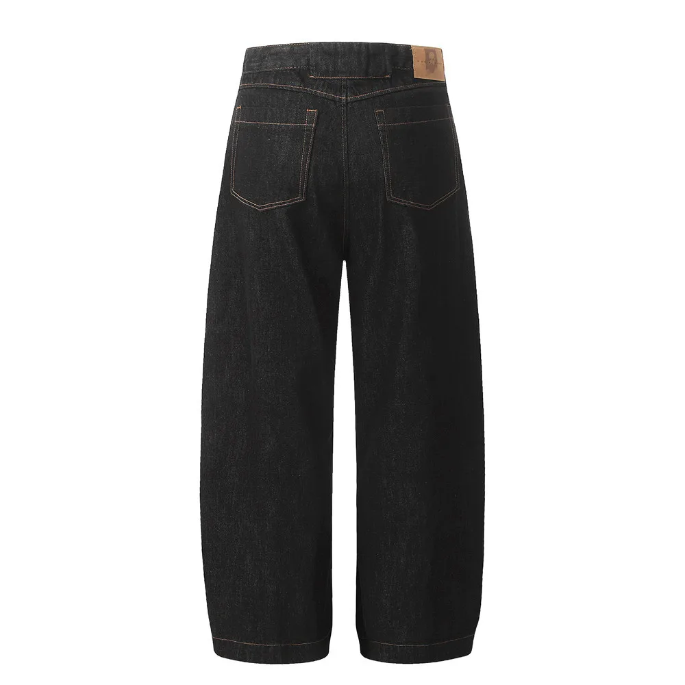 

Machete jeans men's versatile loose wide-leg trousers high street trend collection bright line split stitching casual pants