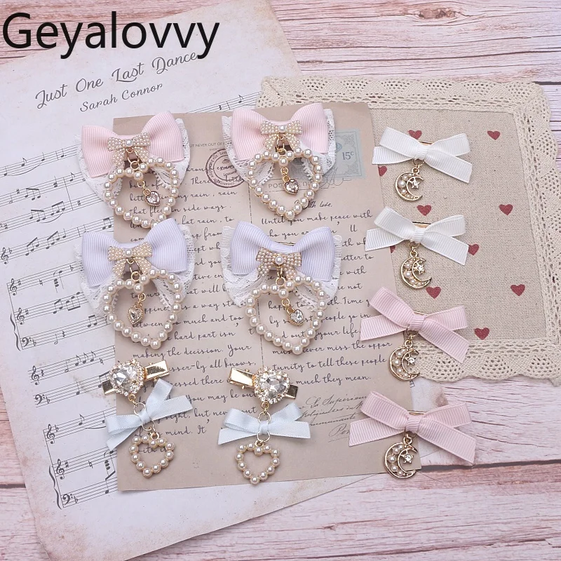 

2025 New Hair Accessories for Women Japanese Stye Mass Production Pearl Bow Love Hairpin Fashion New Headwear Female