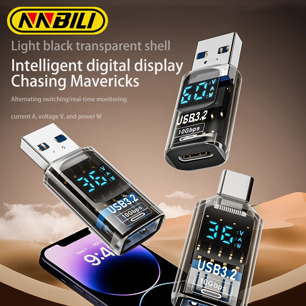 

NNBILI USB 3.2 Адаптер цифрового дисплея 10 Гбит/с USB-конвертер «папа-мама» Быстрая зарядка Передача данных Адаптер USB C для ПК