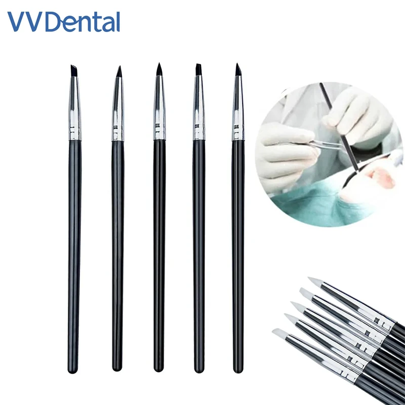 

VVDental 5pcs Dental Resin Brush Pens Dental Shaping Silicone Tooth Tool For Adhesive Composite Cement Porcelain Teeth Whitening