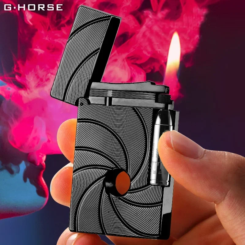 

GHORSE Long Sound Butane Gas Metal Lighter Flame Adjustable Flint Replaceable Portable Lighter High-end Retro Men's Gift