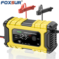 New FOXSUR Car Motorcycle Battery Charger 12V 6A for Auto Moto Lead Acid AGM Gel VRLA Smart Battery Charging Digital LCD Display