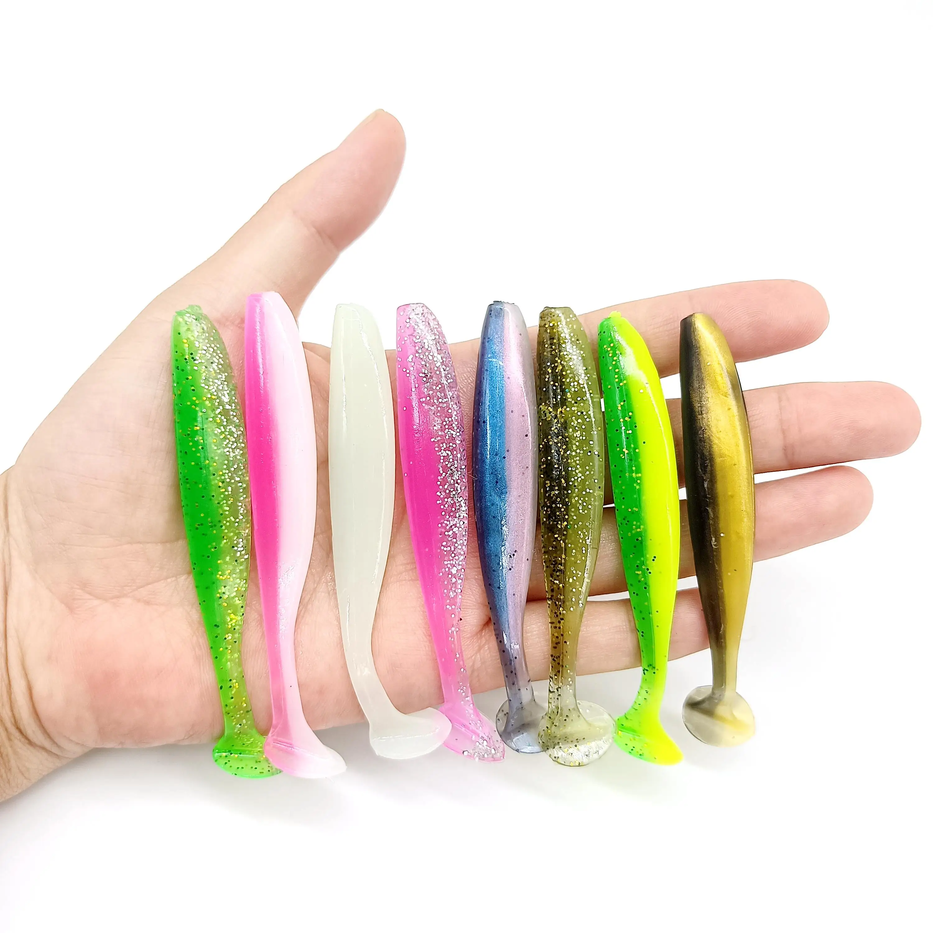 DUODUOYU 5PCS Shad Wurm Weichen Köder 4,2g/90mm T Schwanz Jigging Wobbler Künstliche Silikon Swimbait Bass hecht Angelgerät – Detail 1