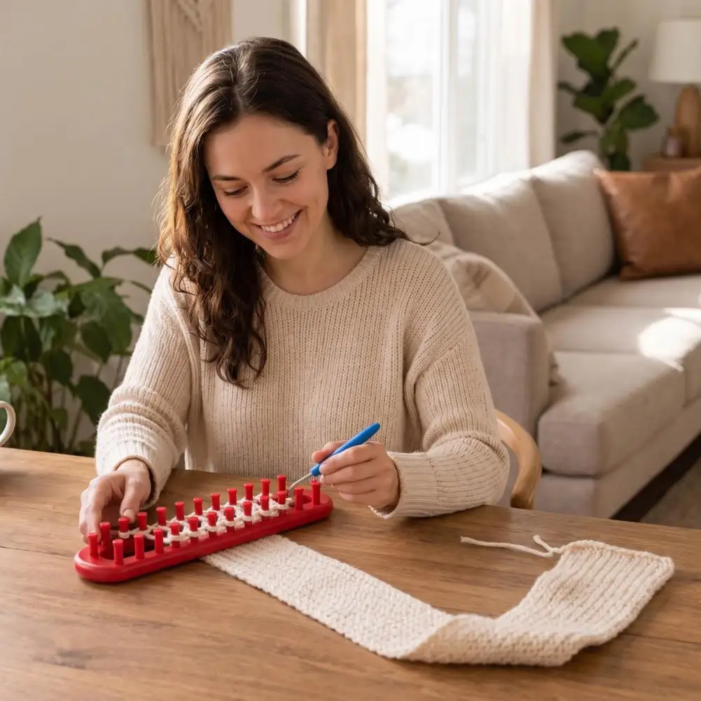 Knitting Loom Kit Rectangular Loom Set Long Knitting Loom Hook Set for Beginners Plastic Rectangular Yarn Weaving Diy Hat Scarf