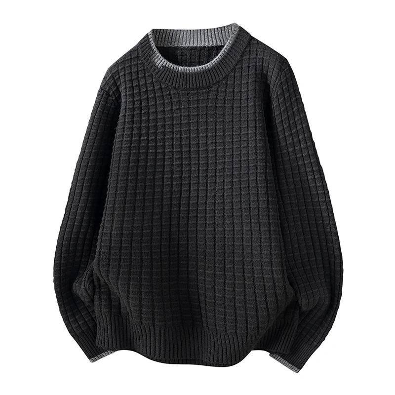 

Casual round Ne Men's Sweater Sli Korean Version Autumn Winter New Arrival Polyester Fiber Long Sve Faion Urban Wear