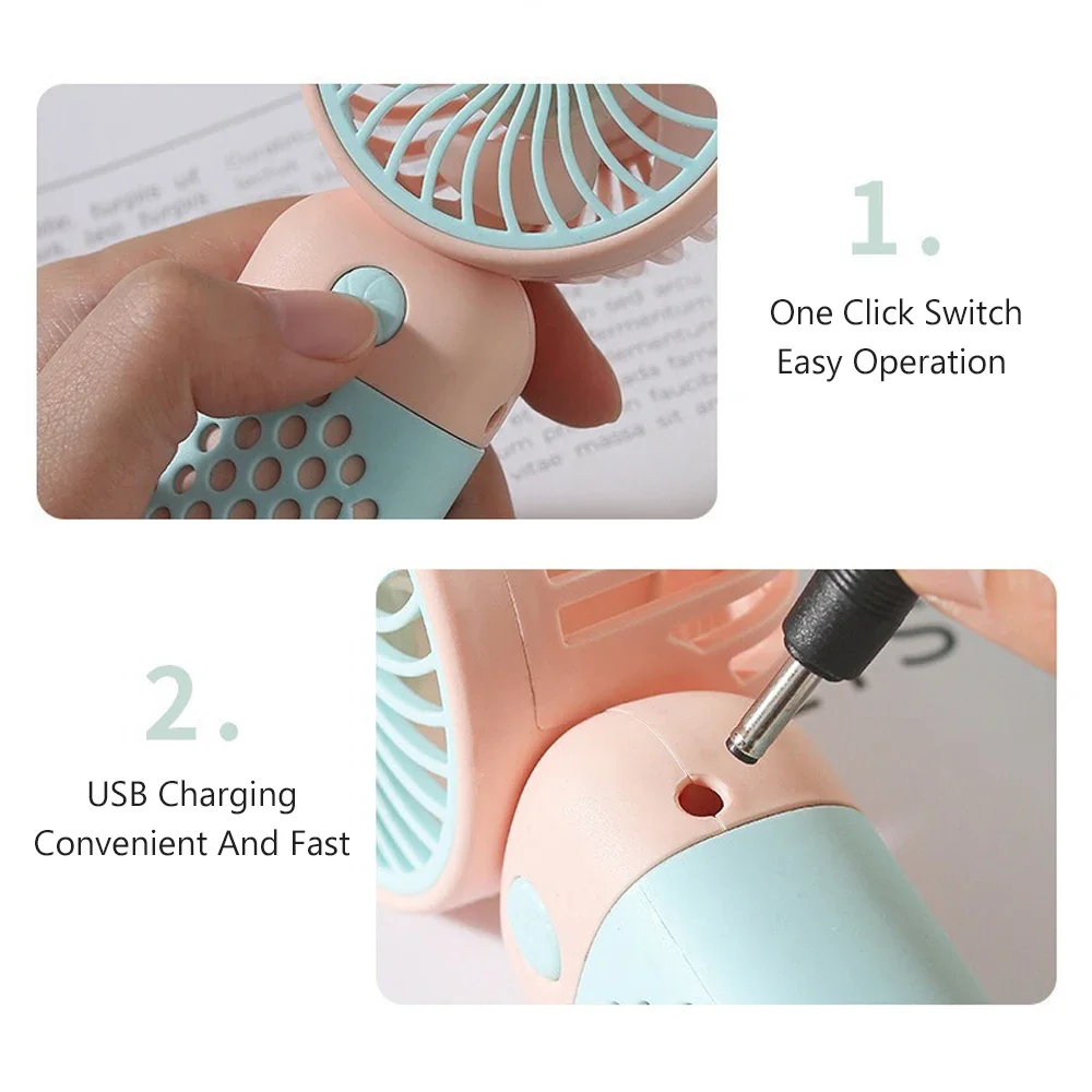 USB Mini Fan Portable Rechargeable Handy Fan Low Noise Small Electric Fan Student Dormitory Portable Air Conditioner for Outdoor