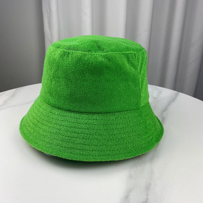 Spring Autumn Outdoor Panama Sun Fisherman Hat Terry Cloth Towel Bucket Hat Unisex Candy Pure Color Fashion Cap