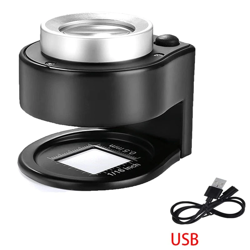 Double Layer Optical Magnifying Glass 60X Reading Loupe 395Nm With 6 LED For Coin Stamps Jewelry