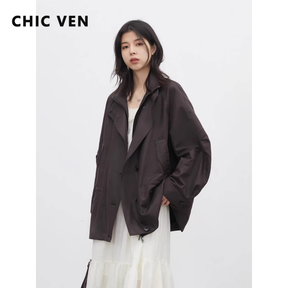 CHIC VEN New Women Faux Leather Jacket Streetwear Loose Casual Ladies Coat Motorcycle Outerwear Windproof Spring Autumn 2026